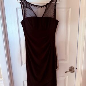 Scarlett Black Asymmetrical Dress with Sheer Detail